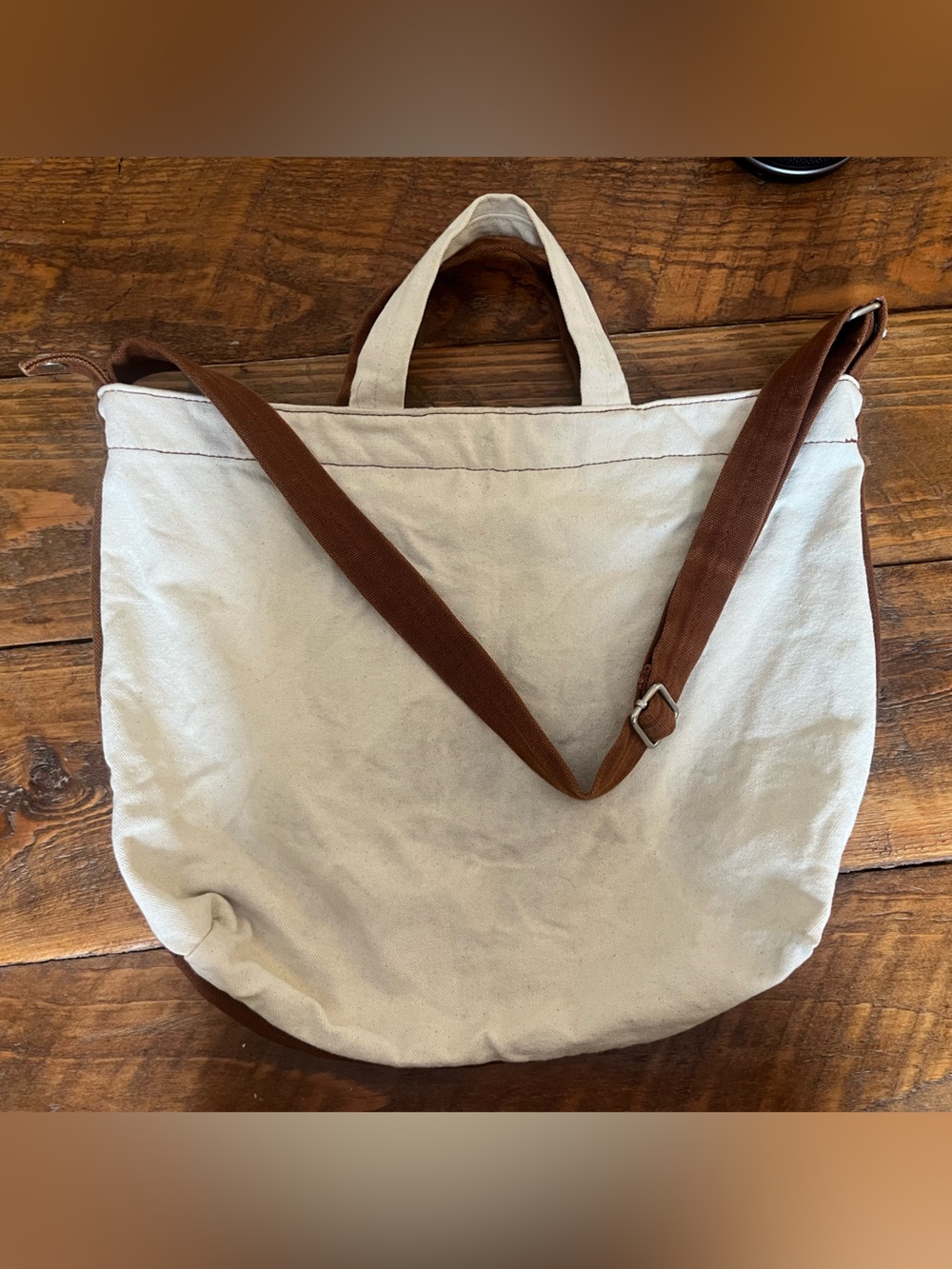 BAGGU Deadstock Canvas Duck Bag — brown & white